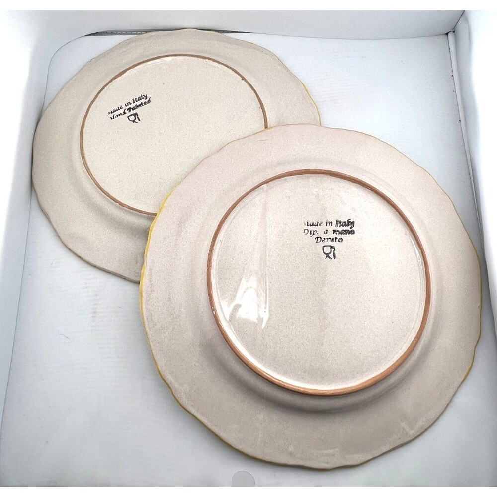 Rafaellesco 2pc Set 10" Salad Plates Wide Rim Deruta ITALY Hand Painted Dragons - Picture 5 of 9